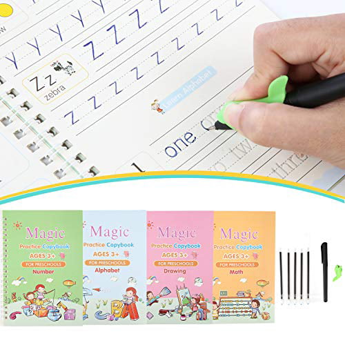 Magic Practice Copybook Number Book Set Writin Preschooler Pen Reusable 